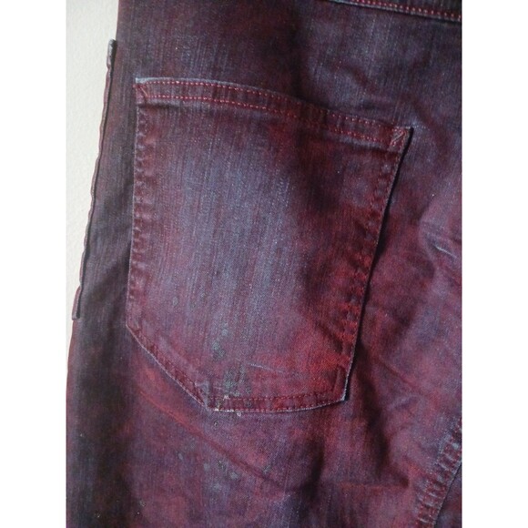 We The Free Moxie Flocked Pull On Barrel Leg Burgundy Jeans Size 25 - Picture 10 of 12